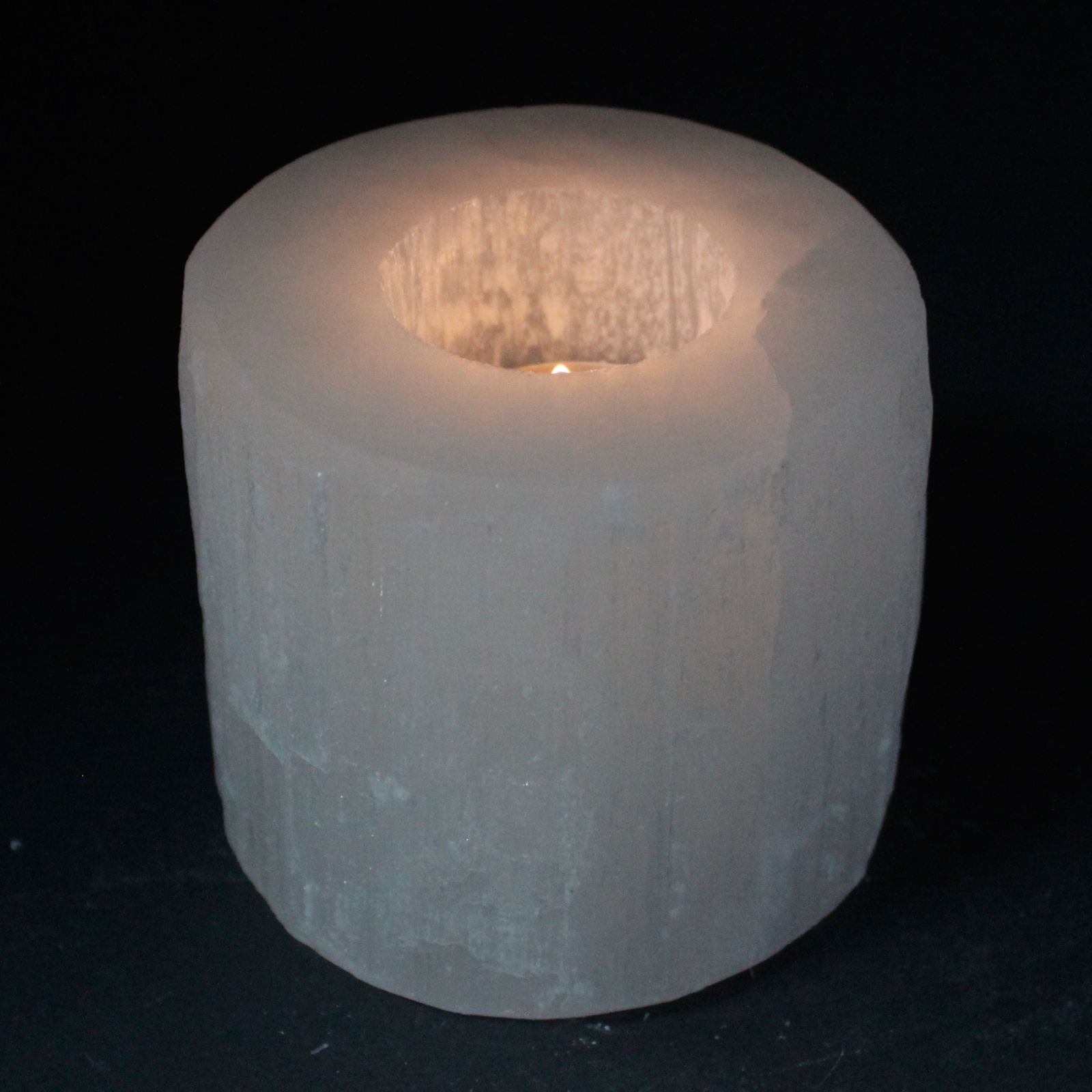 Selenite Cylinder Candle Holder - 8cm1