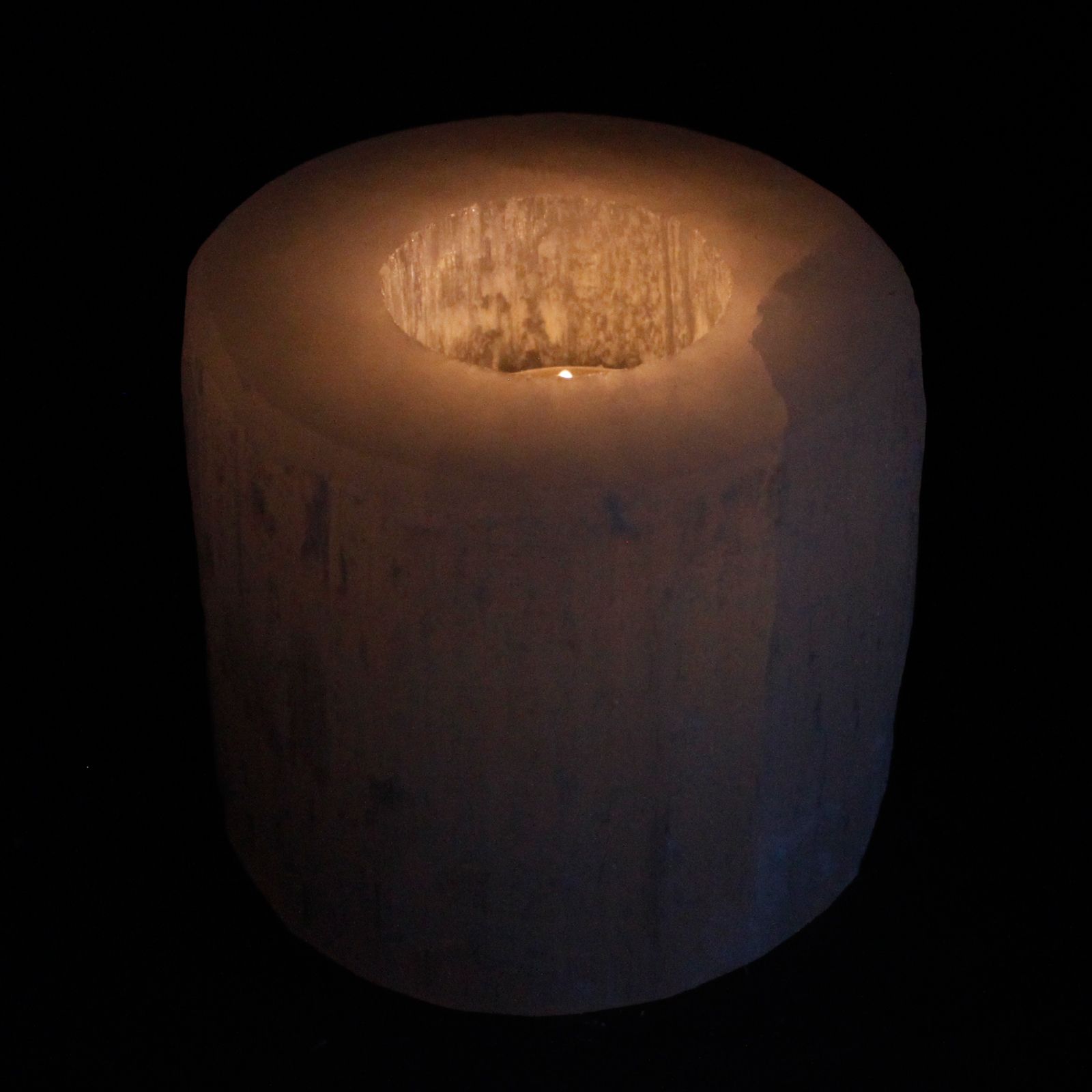 Selenite Cylinder Candle Holder - 8cm2