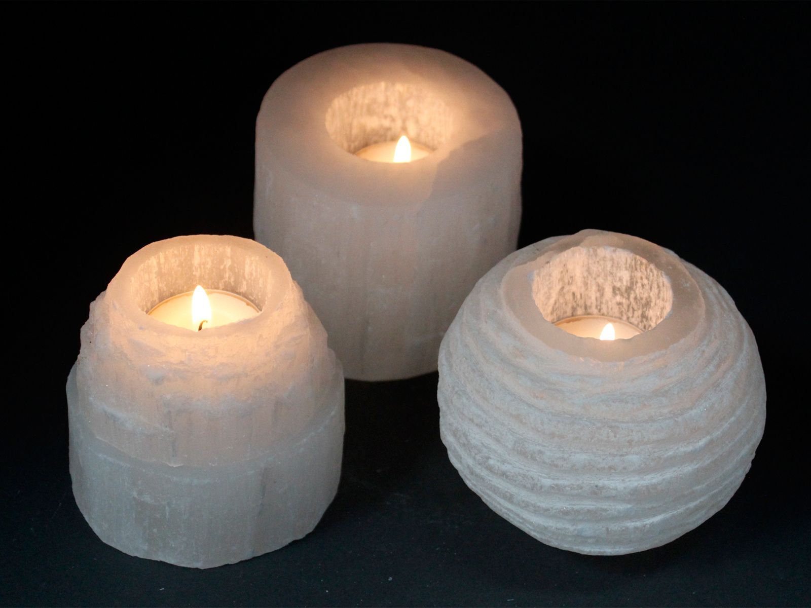 Selenite Cylinder Candle Holder - 8cm3