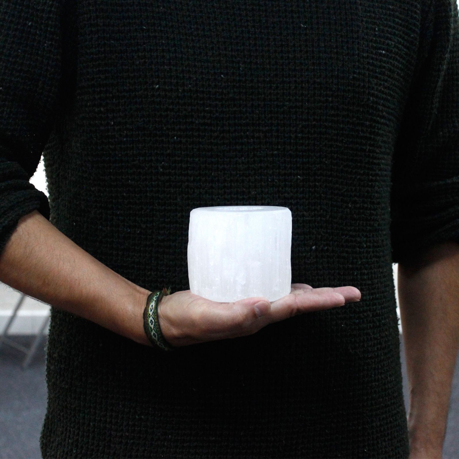 Selenite Cylinder Candle Holder - 8cm4