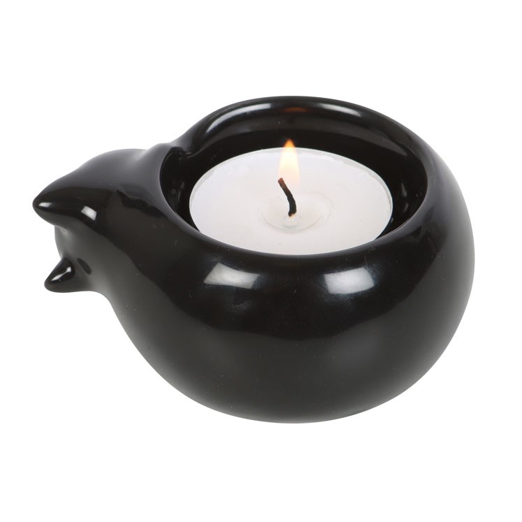 Black Cat Ceramic Tealight Candle Holder1