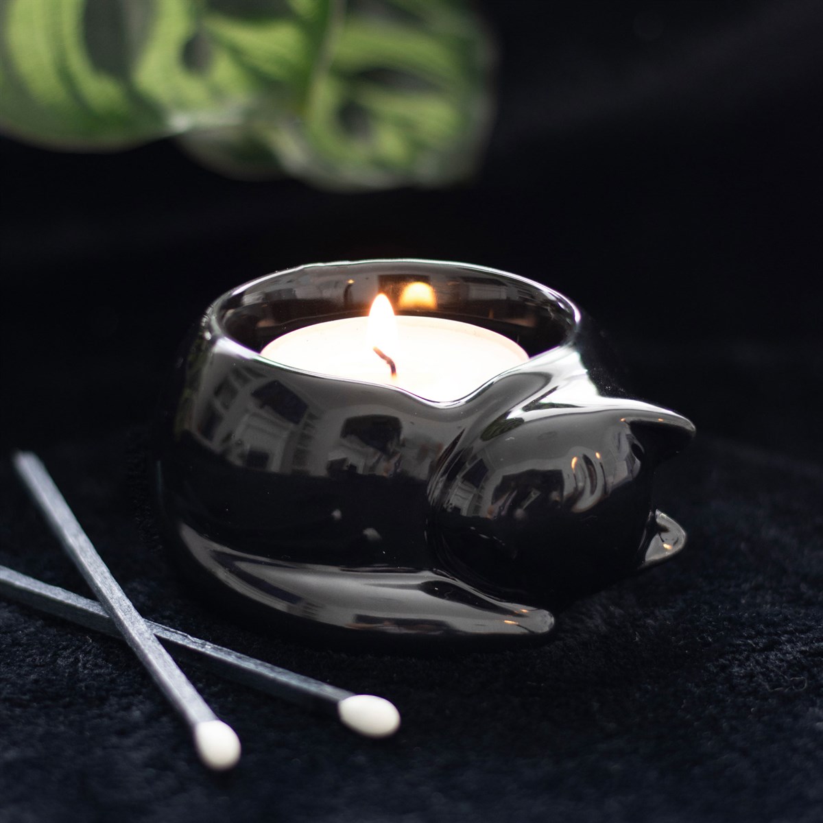 Black Cat Ceramic Tealight Candle Holder3