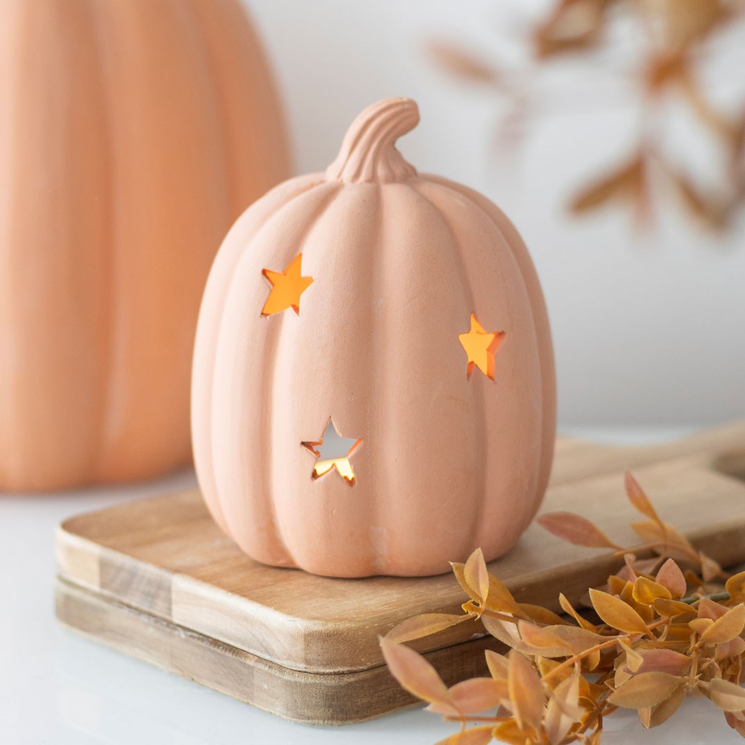 9cm Terracotta Pumpkin Tealight Holder4