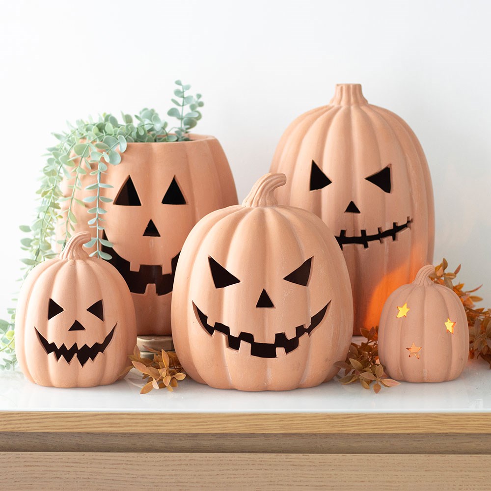 9cm Terracotta Pumpkin Tealight Holder5