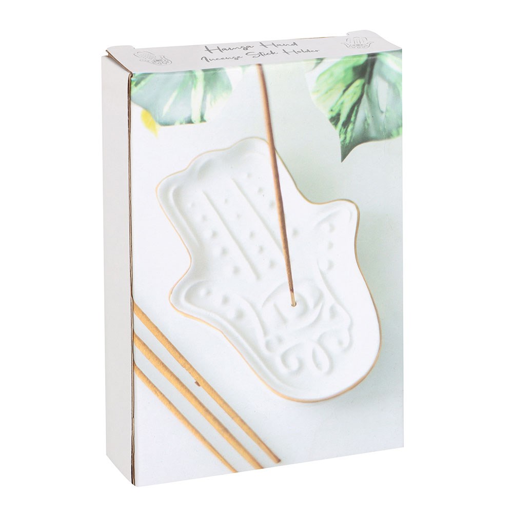 White Hamsa Hand Incense Stick Holder4
