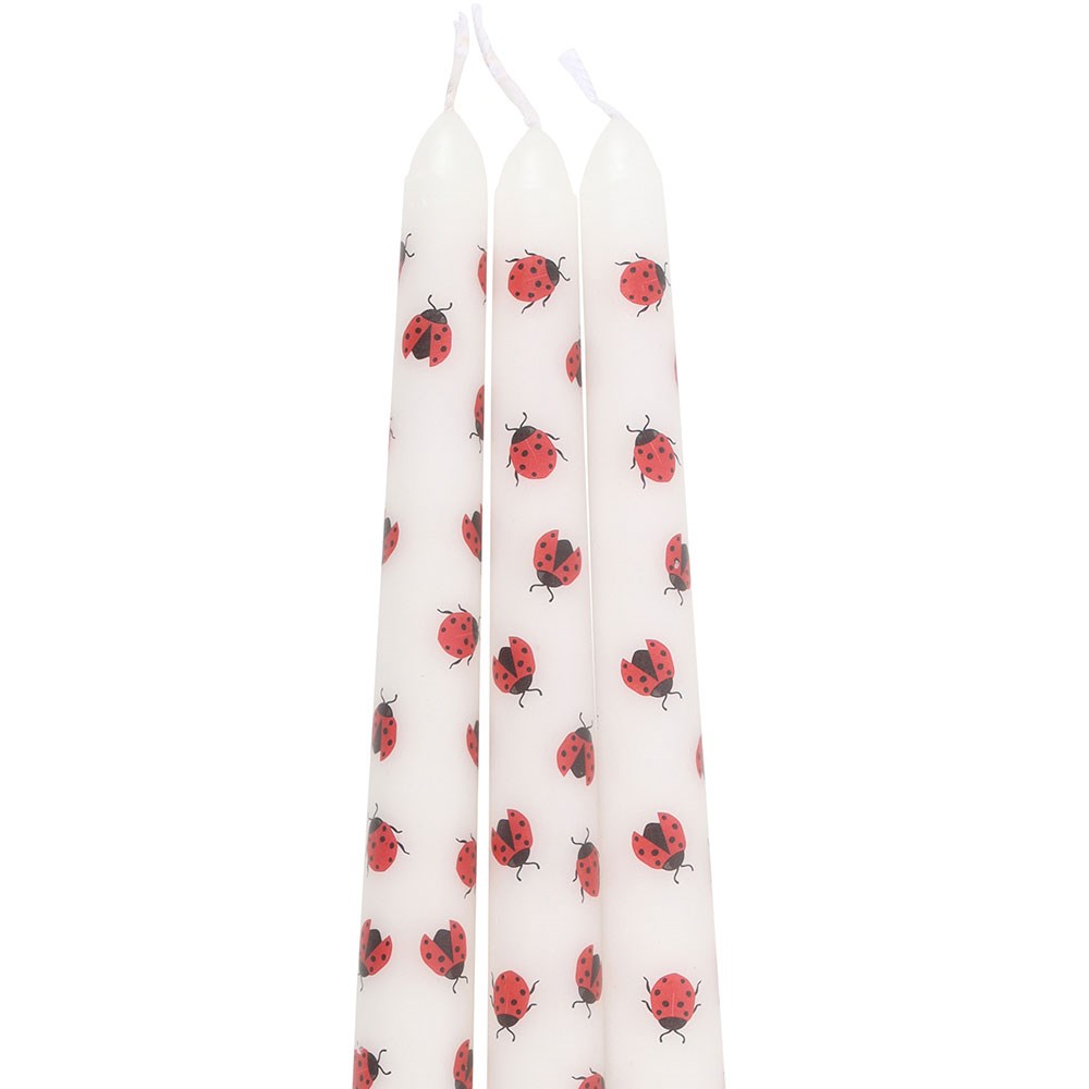 Set of 3 Love Bug Ladybird Taper Candles2