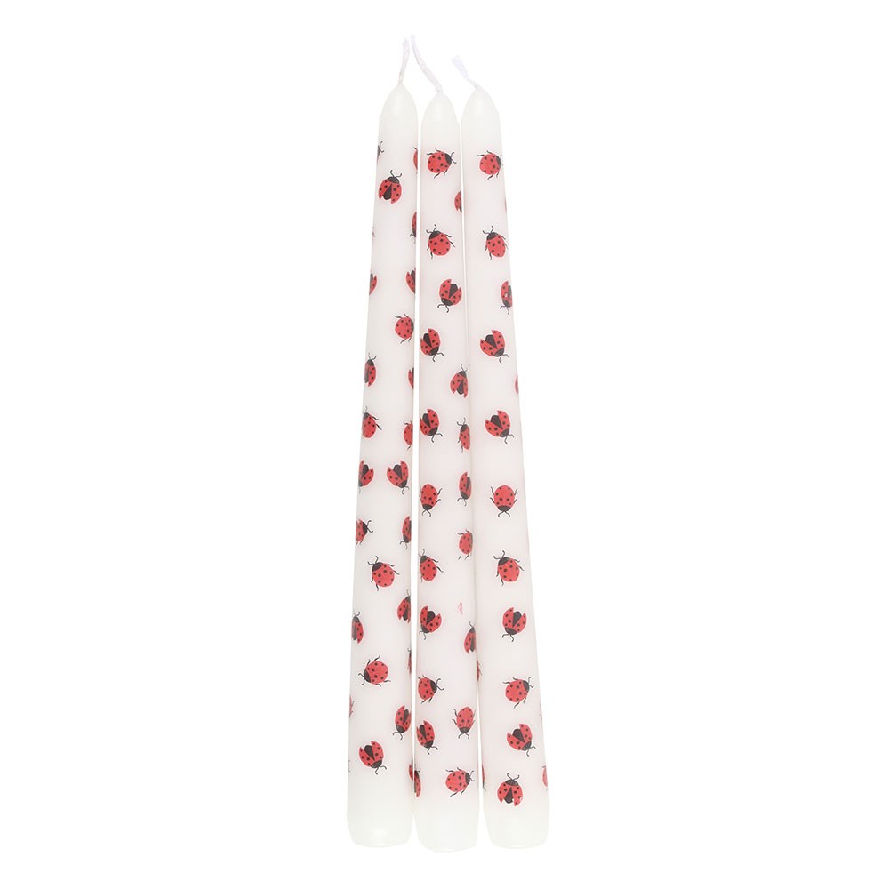 Set of 3 Love Bug Ladybird Taper Candles3