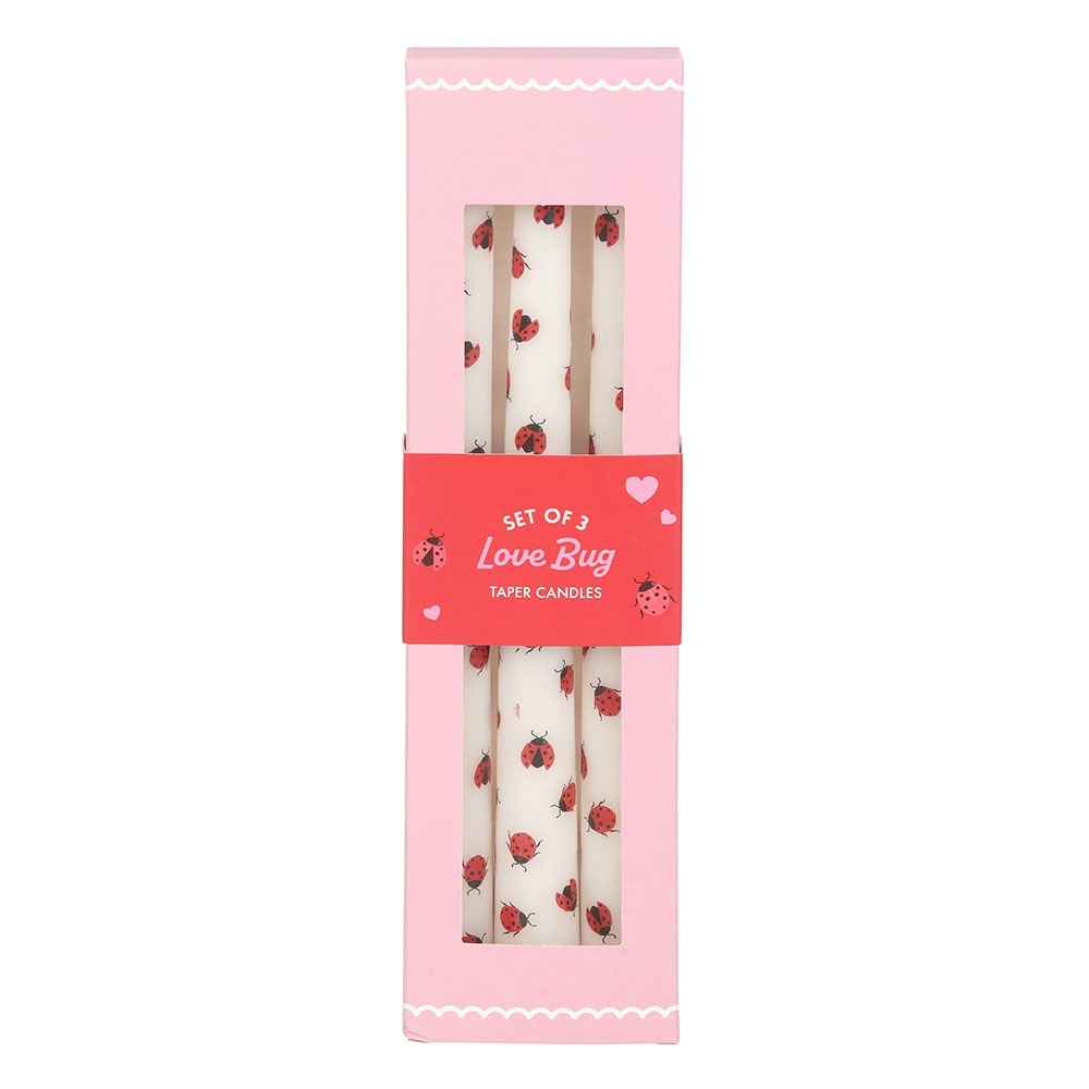 Set of 3 Love Bug Ladybird Taper Candles4