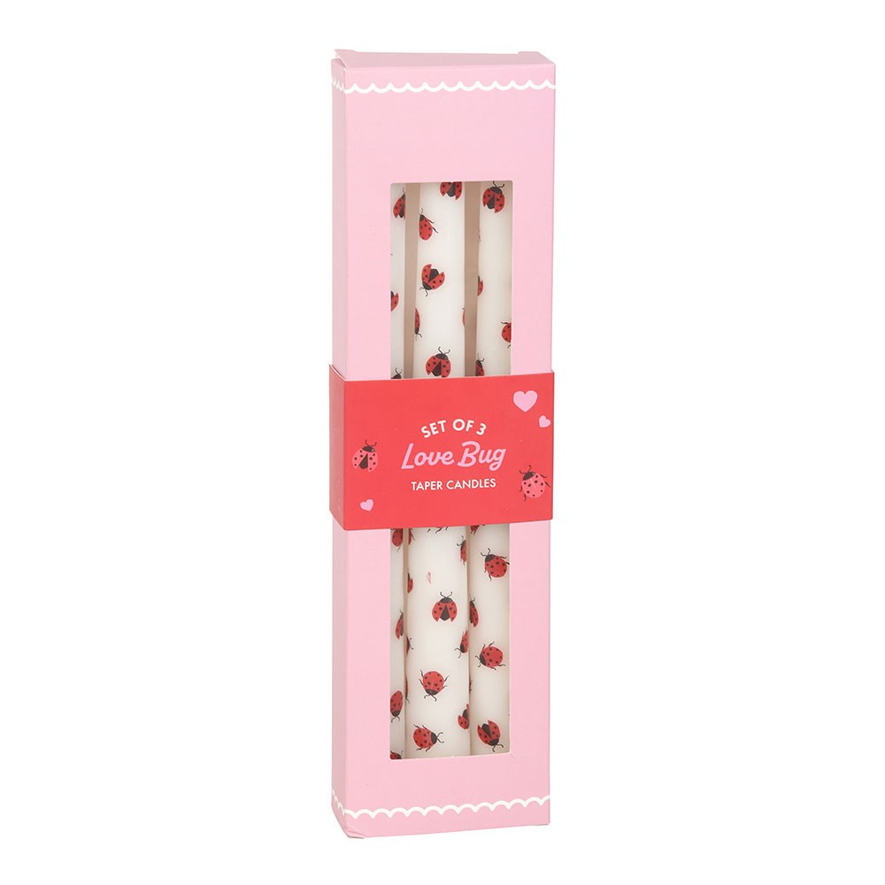Set of 3 Love Bug Ladybird Taper Candles5