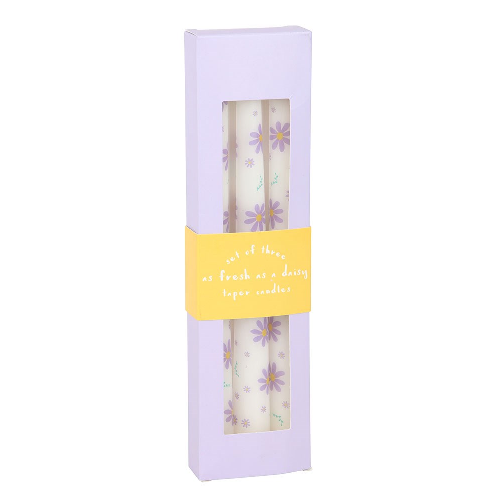 Set of 3 Purple Daisy Taper Candles4