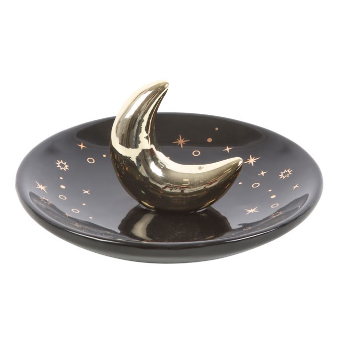 Gold Crescent Moon Incense Stick Holder2