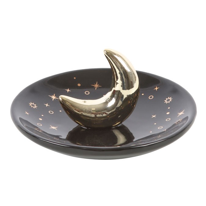 Gold Crescent Moon Incense Stick Holder3