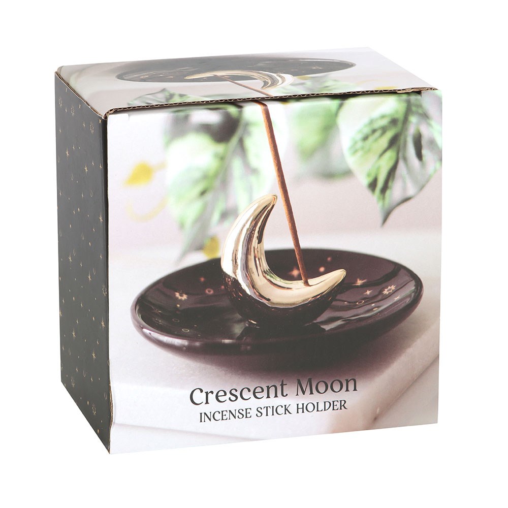 Gold Crescent Moon Incense Stick Holder4