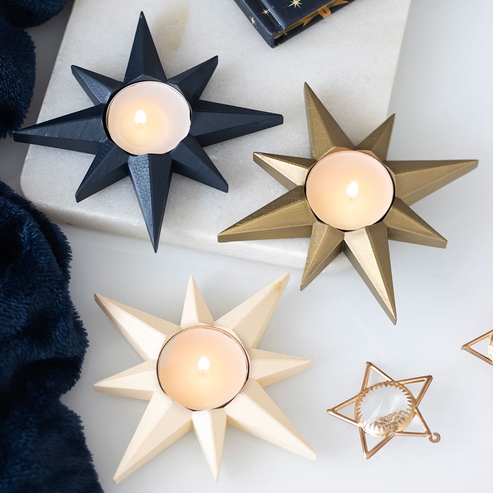 Gold Star Tealight Candle Holder3