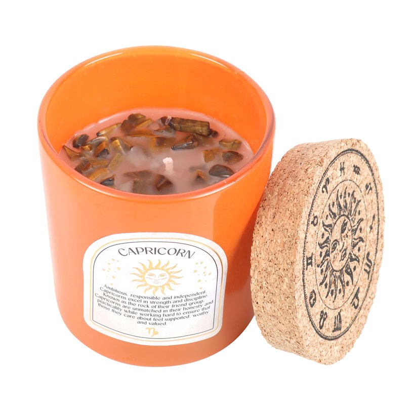 Capricorn Sandalwood & Jasmine Gemstone Zodiac Candle1