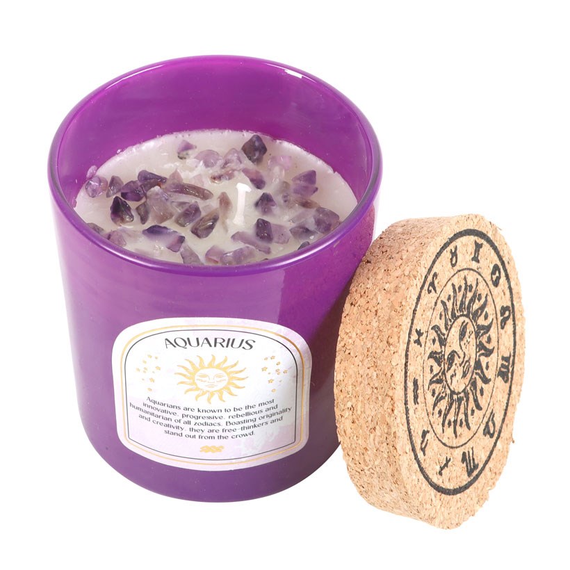 Aquarius Bergamot & Mandarin Gemstone Zodiac Candle1