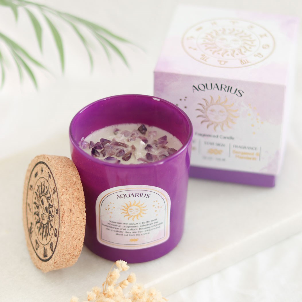 Aquarius Bergamot & Mandarin Gemstone Zodiac Candle5