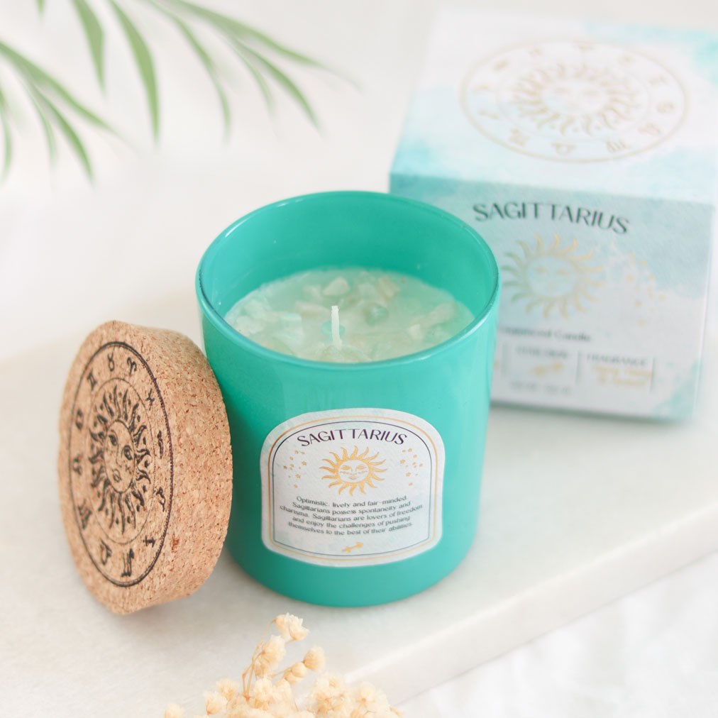 Sagittarius Ylang Ylang & Amber Gemstone Zodiac Candle5