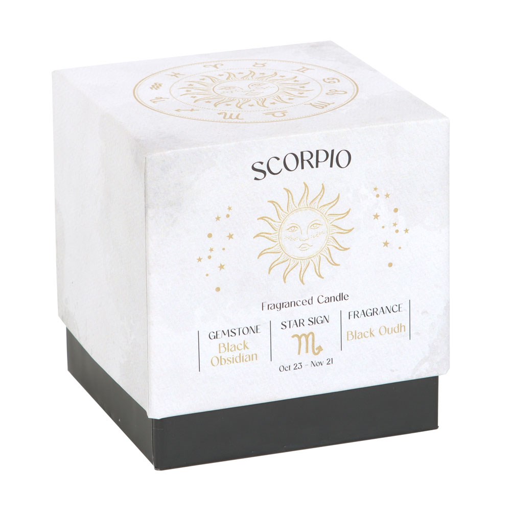 Scorpio Black Oudh Gemstone Zodiac Candle2