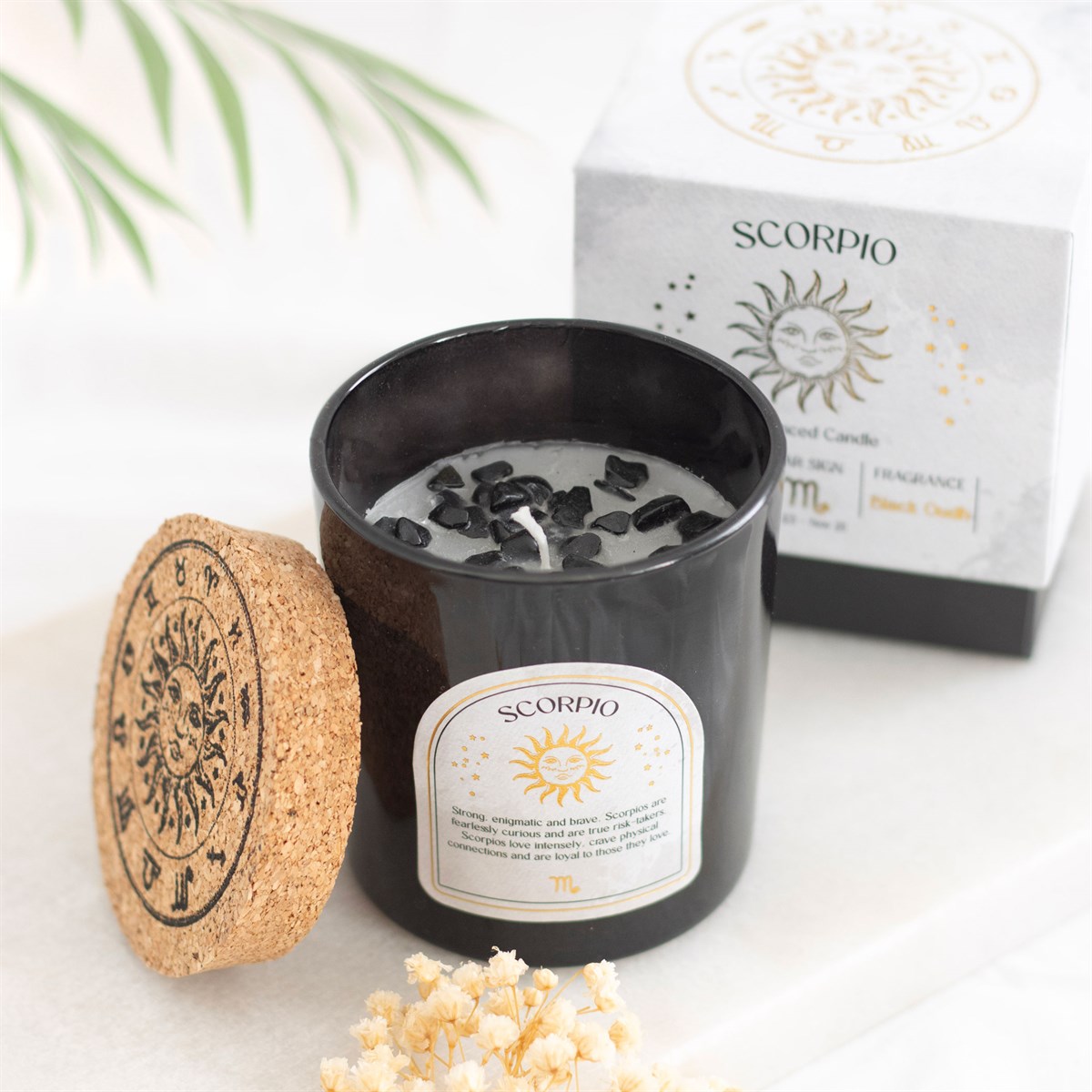 Scorpio Black Oudh Gemstone Zodiac Candle4