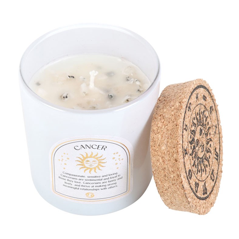 Cancer Orange & Chamomile Gemstone Zodiac Candle1
