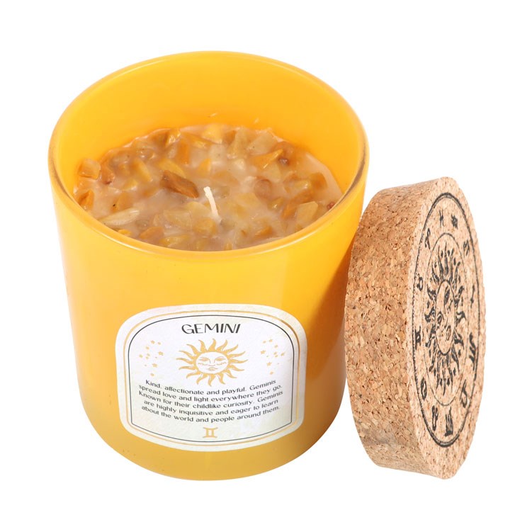 Gemini Lavender & Cedarwood Gemstone Zodiac Candle1