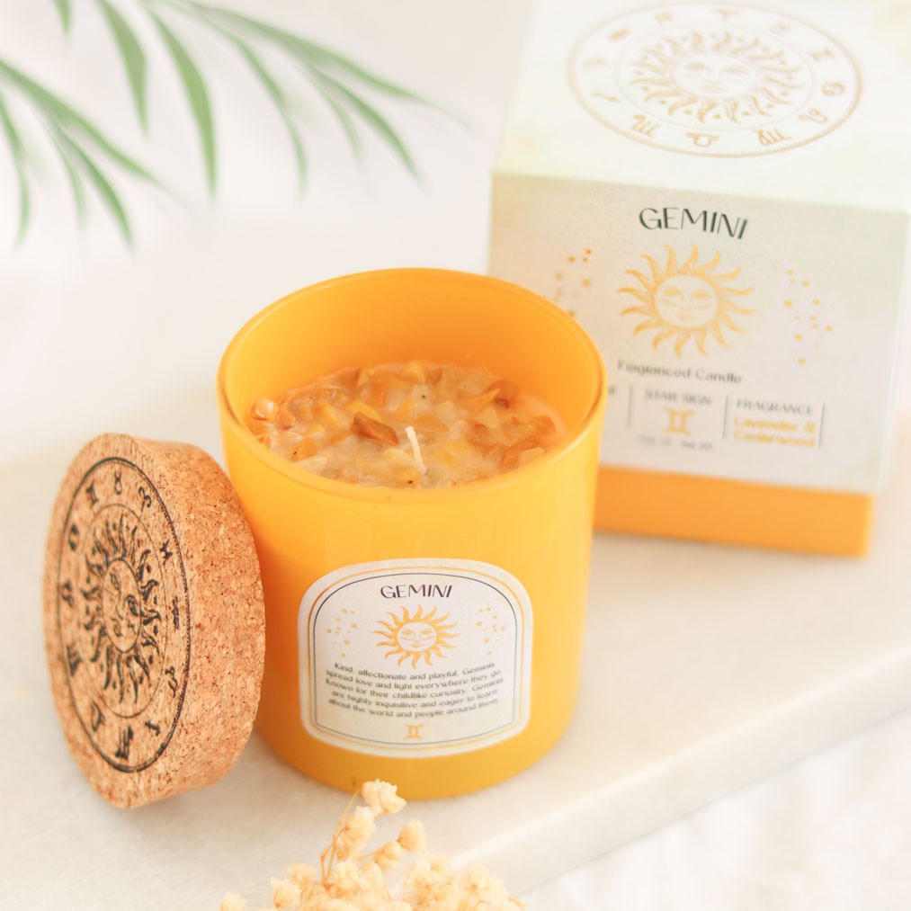 Gemini Lavender & Cedarwood Gemstone Zodiac Candle5