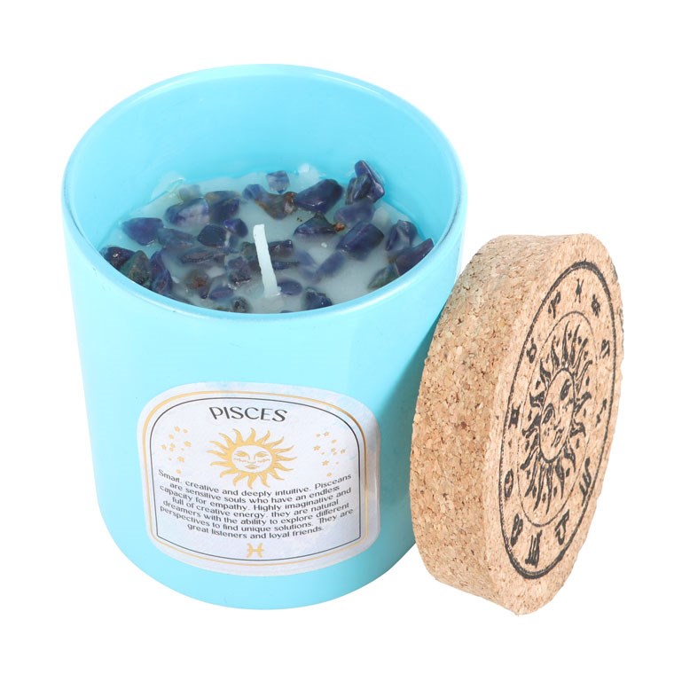Pisces Gardenia Gemstone Zodiac Candle1