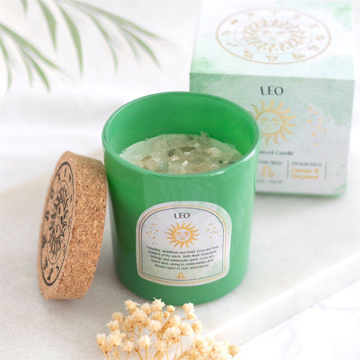 Leo Orange & Bergamot Gemstone Zodiac Candle4