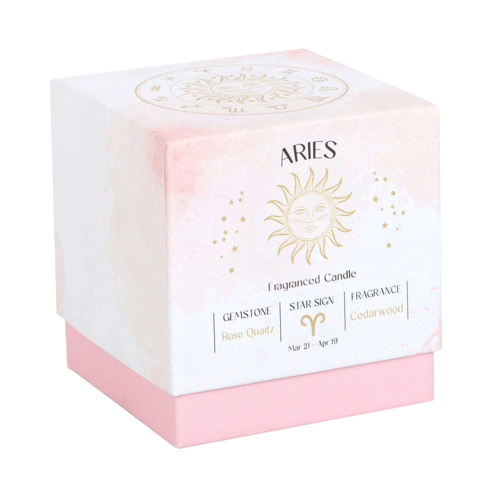 Aries Cedarwood Gemstone Zodiac Candle2