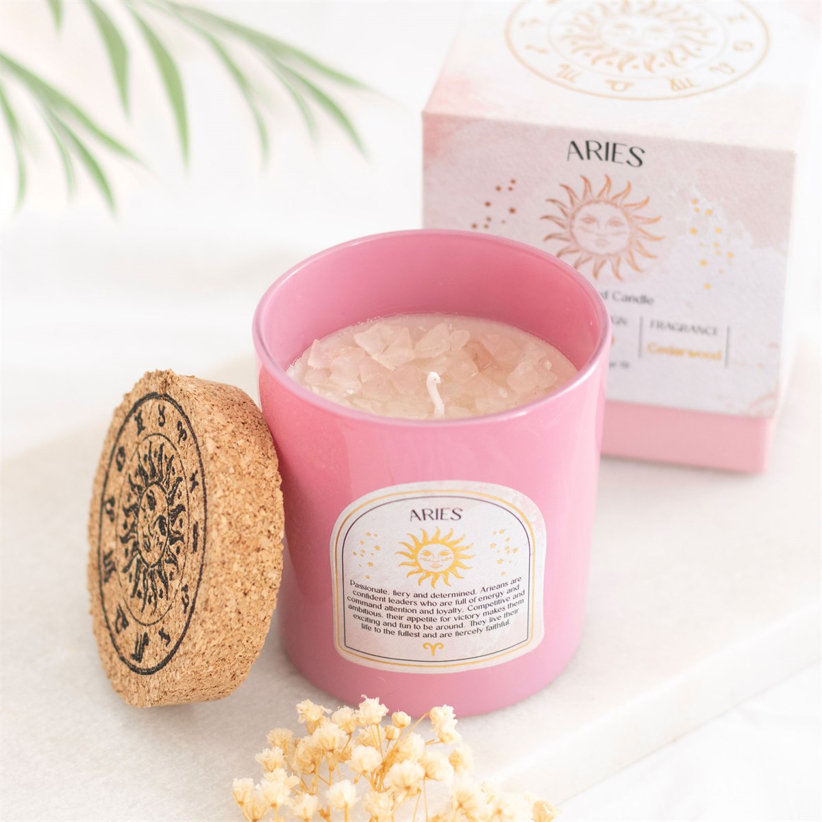 Aries Cedarwood Gemstone Zodiac Candle4