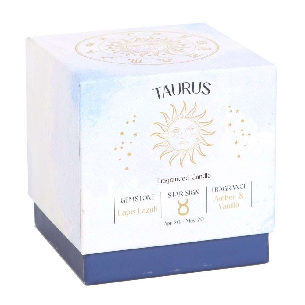 Taurus Amber & Vanilla Gemstone Zodiac Candle2
