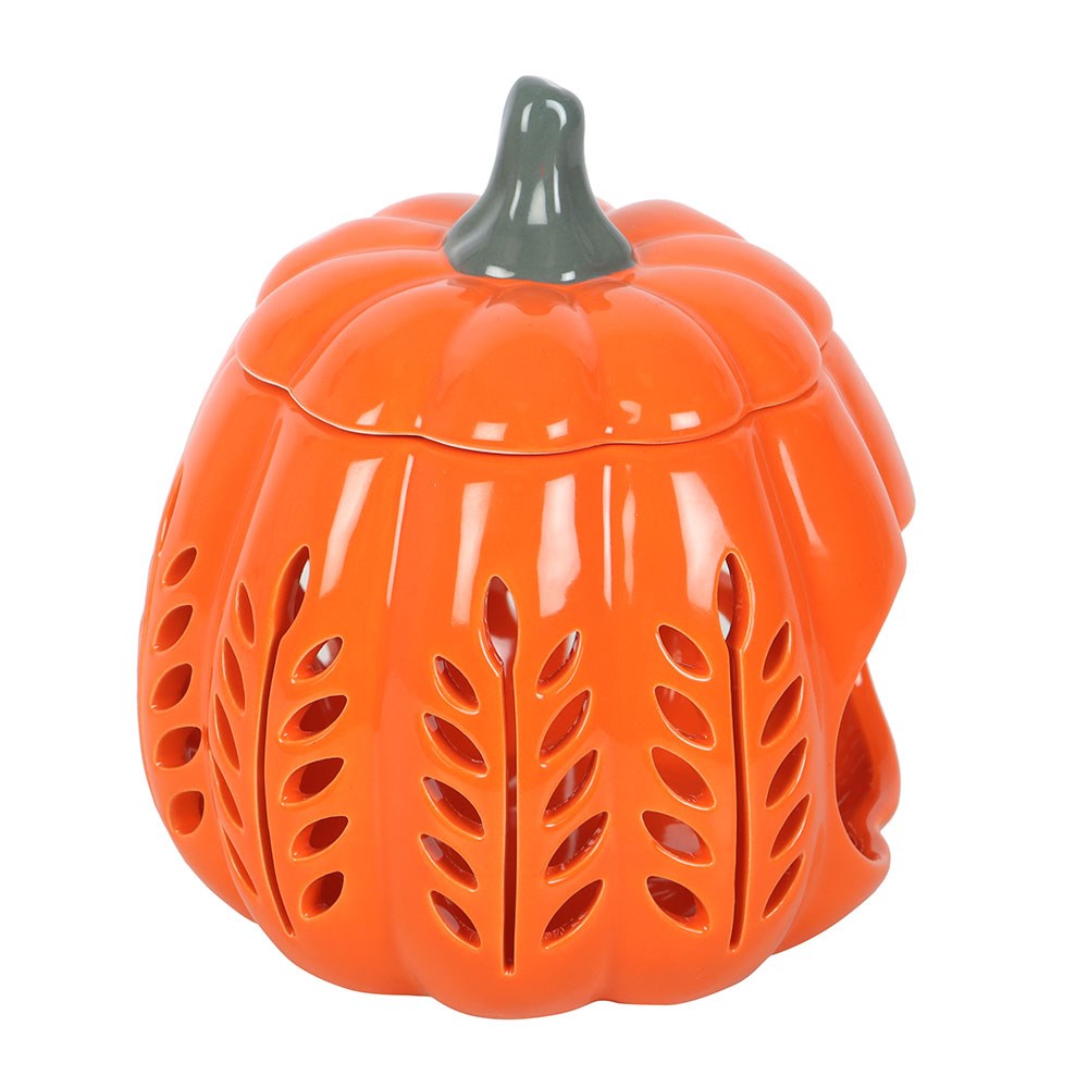 Orange Leaf Cut Out Pumpkin Oil Burner & Wax Warmer2