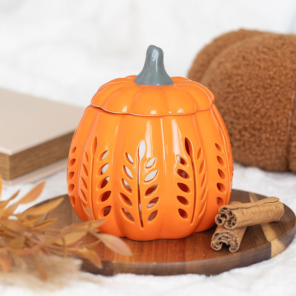 Orange Leaf Cut Out Pumpkin Oil Burner & Wax Warmer4