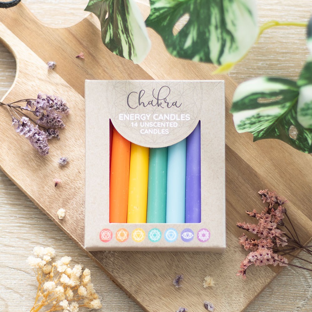 Pack of 14 Unscented Chakra Energy Candles4
