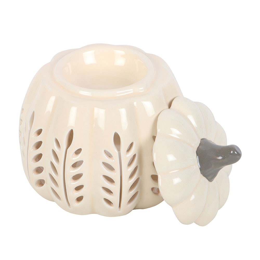 Cream Leaf Cut Out Pumpkin Oil Burner & Wax Warmer1