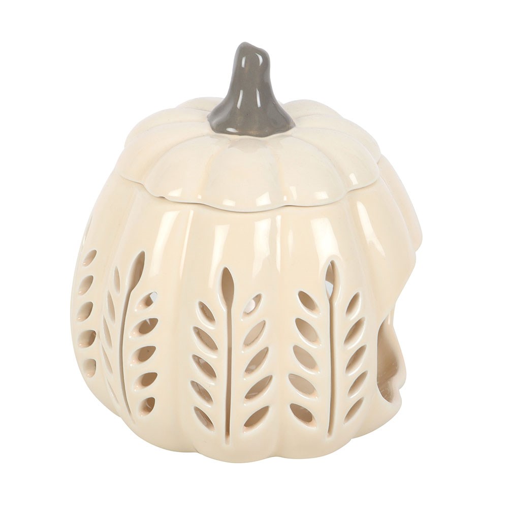 Cream Leaf Cut Out Pumpkin Oil Burner & Wax Warmer2
