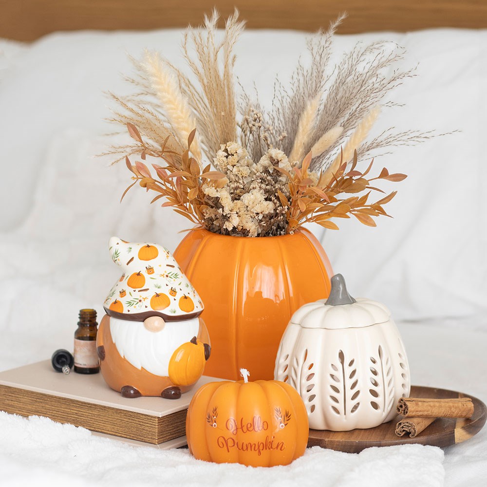Cream Leaf Cut Out Pumpkin Oil Burner & Wax Warmer5