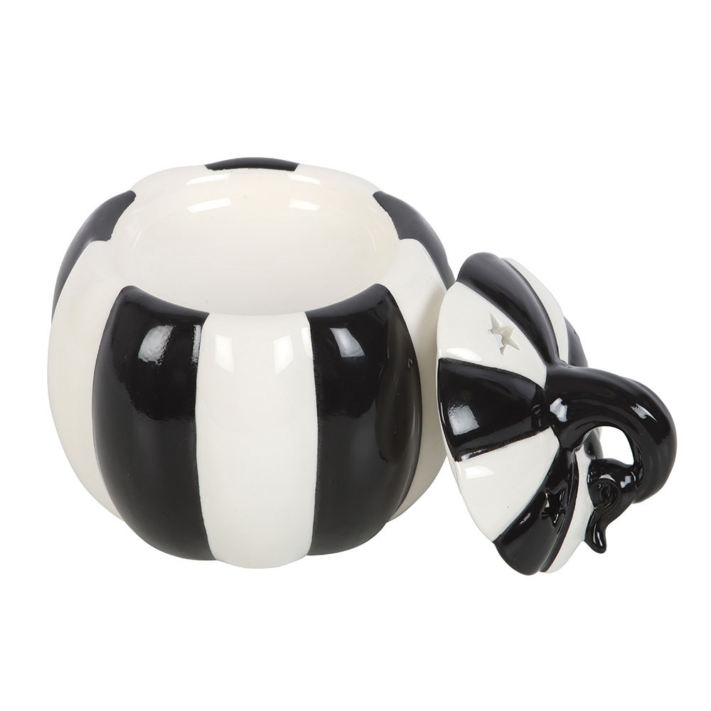 Black & White Striped Pumpkin Oil Burner2