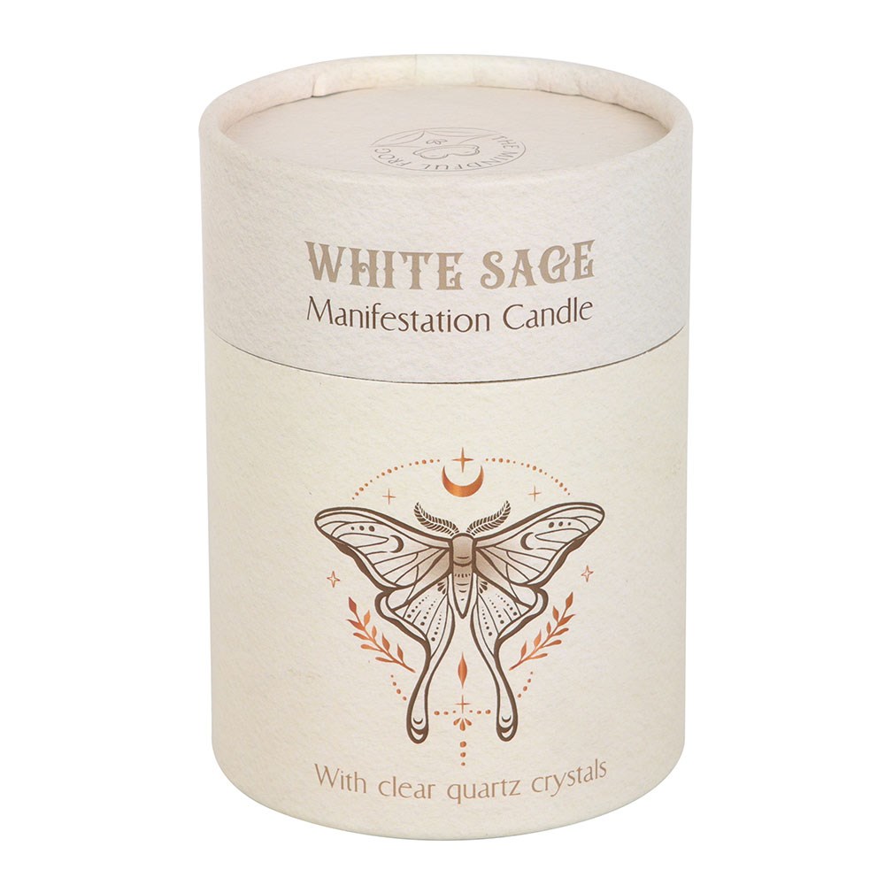 Luna Moth Manifestation Candle with Clear Quartz Crystals4