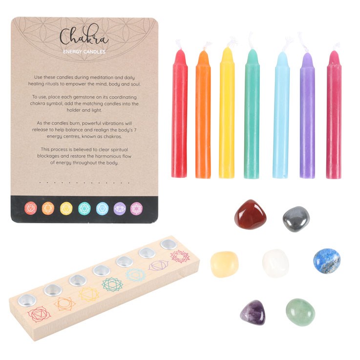 Chakra Energy Candle and Crystal Gift Set1