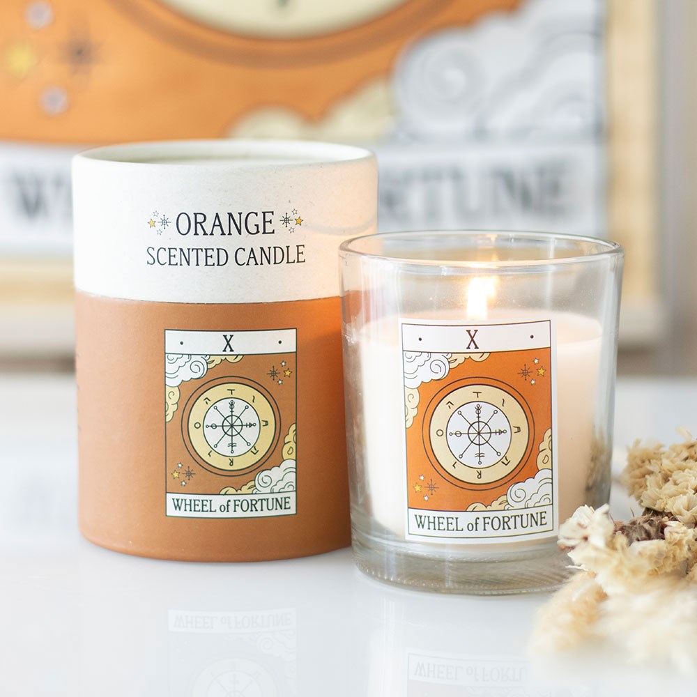 The Wheel of Fortune Vintage Tarot Orange Candle3