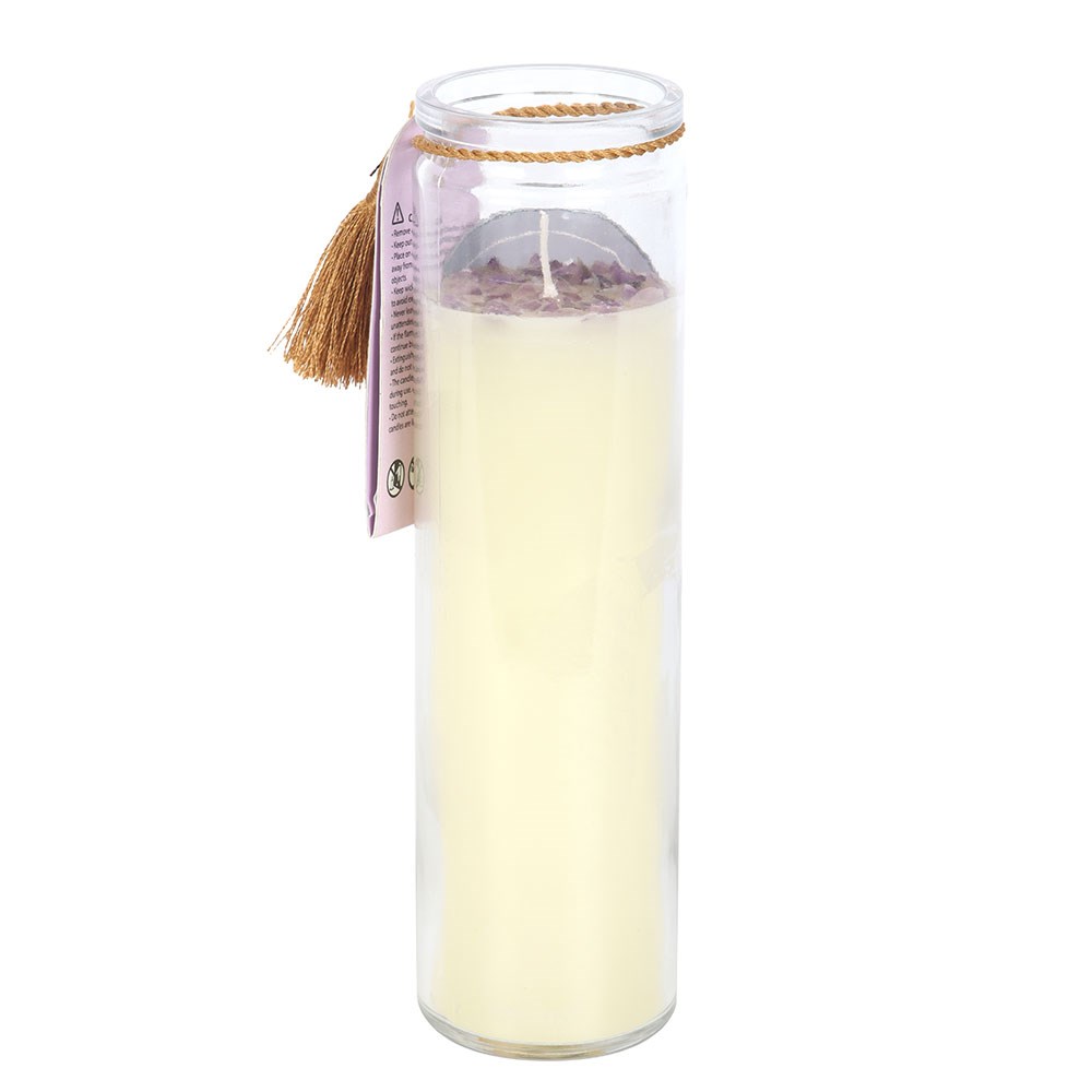 Selene Goddess Tube Candle with Amethyst Crystals1