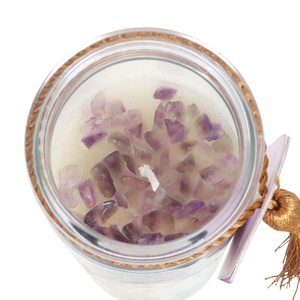 Selene Goddess Tube Candle with Amethyst Crystals2