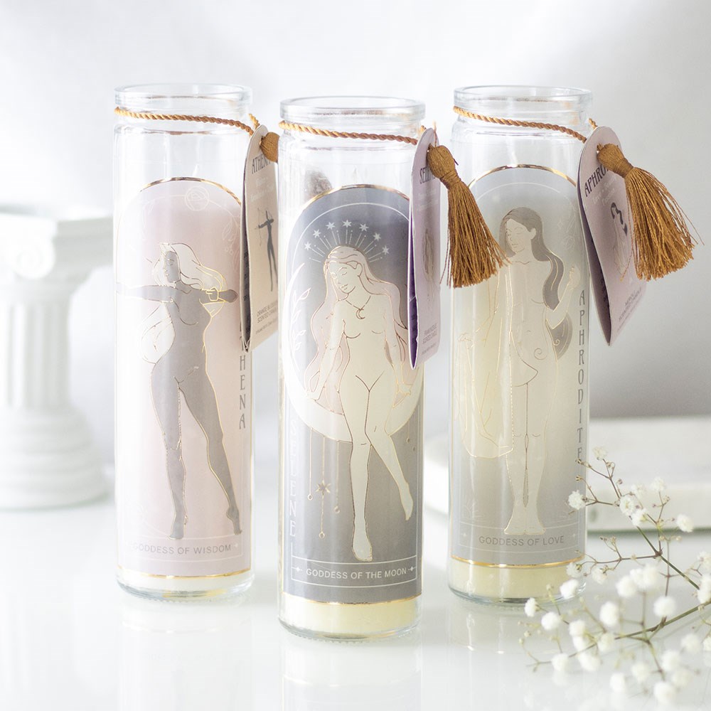 Aphrodite Goddess Tube Candle with Rose Quartz Crystals4