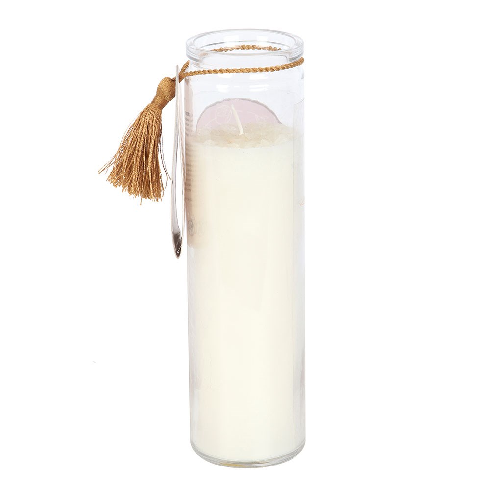 Athena Goddess Tube Candle with Clear Quartz Crystals1