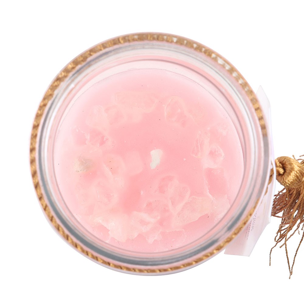 Mystic Rose Tube Candle with Rose Quartz Crystals2
