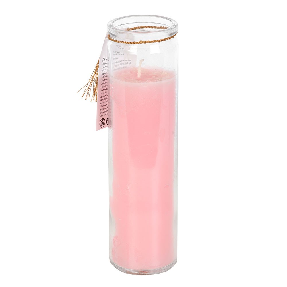 Mystic Rose Tube Candle with Rose Quartz Crystals3