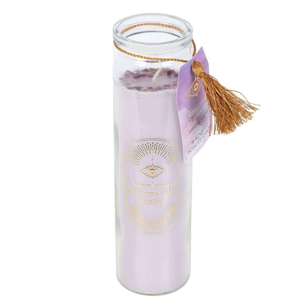 Blackberry Tube Candle with Amethyst Crystals1