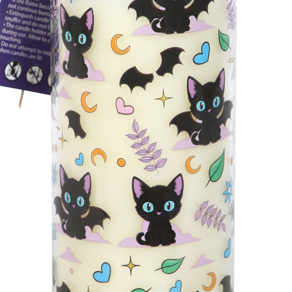 Cute & Creepy Cat Print Lavender Tube Candle1
